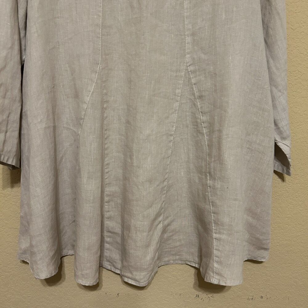Match Point 100% Linen Tunic Top Womens Large Tan Brown Coastal Beachy Lagenlook - Picture 6 of 8